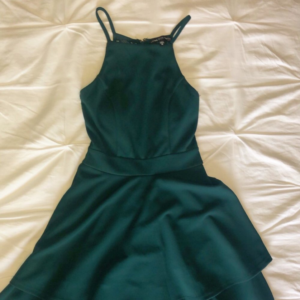 Forest Green High-Neck Dress